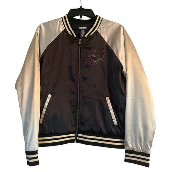 Hot Topic Jackets & Blazers - GUC Hot Topic Baseball Style Jacket Front Zipper Pockets Skull Koi Fish Size L